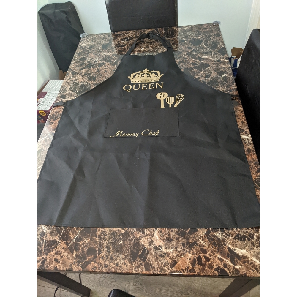 Brand New Black & Gold Customizable Kitchen Apron - Queen Apron / Mommy Chef